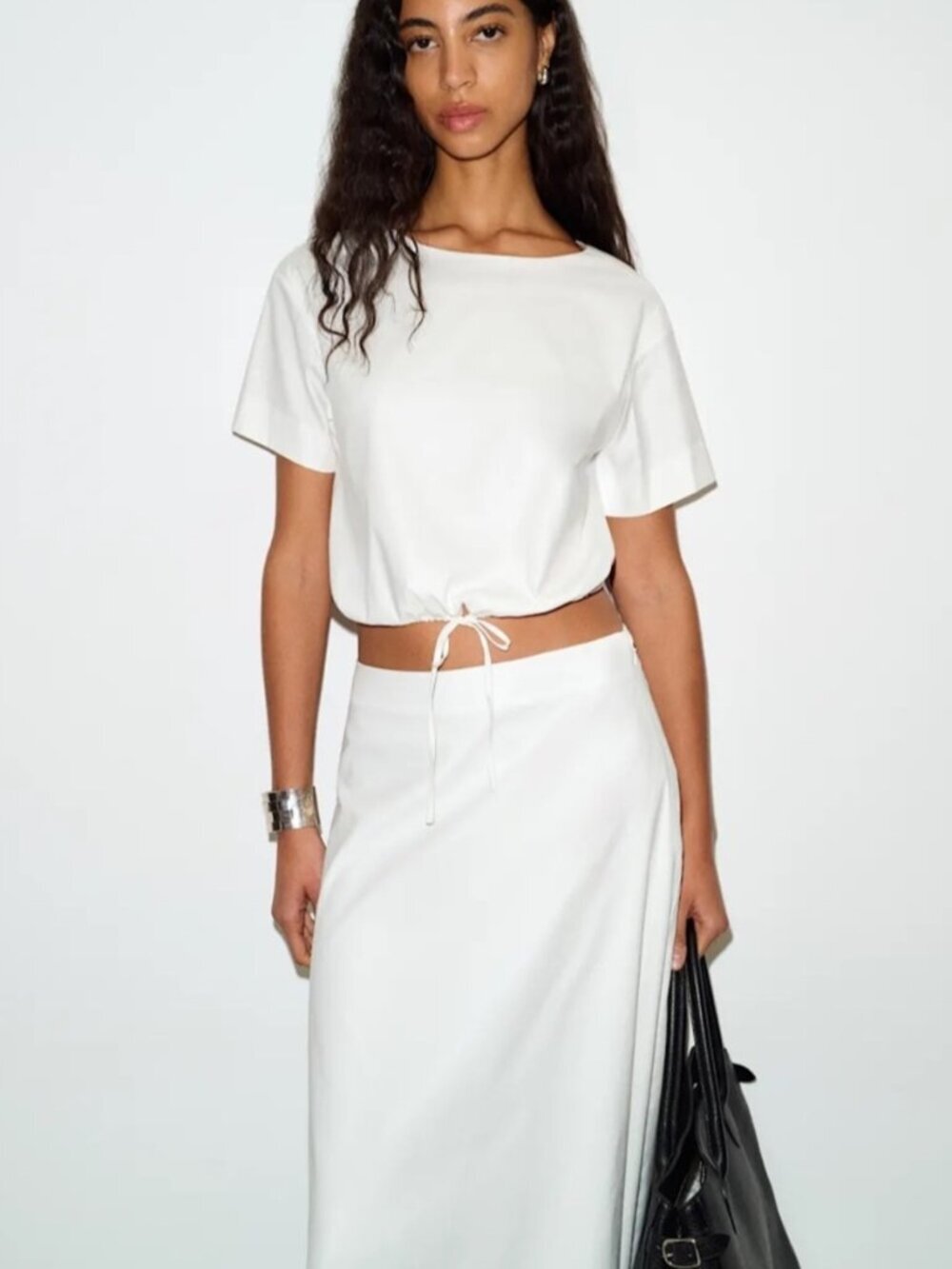 NEW Reformation Jordan Two Piece Short Sleeve Skirt Set Cotton White | US 2 UK 6